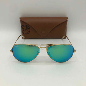 RAY BAN Gold Iridescent Mirrored Aviator Sunglasses w/case