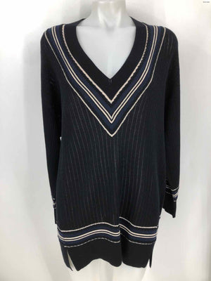 RAG & BONE Black Navy & White Wool Blend V-Neck Size MEDIUM (M) Sweater