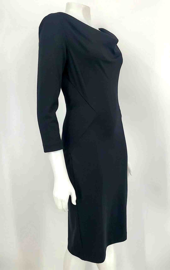 DVF - DIANE VON FURSTENBERG Black 100% Wool Cowl Neck Midi Size 8  (M) Dress