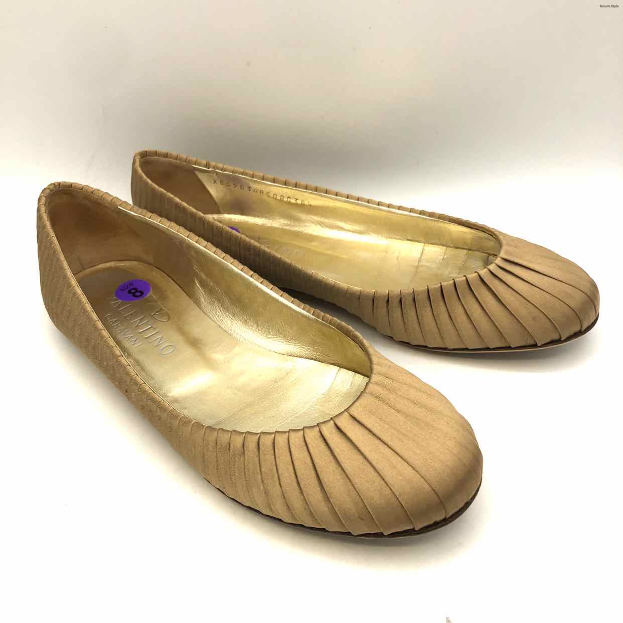 VALENTINO Goldtone Satin Pleated Flats Shoe Size 38.5 US: 8 Shoes –  ReturnStyle