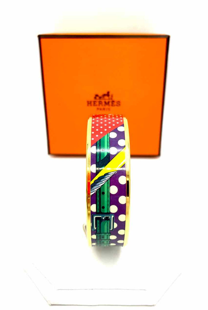 HERMES Green & Red Gold Multi Enamel Bracelet