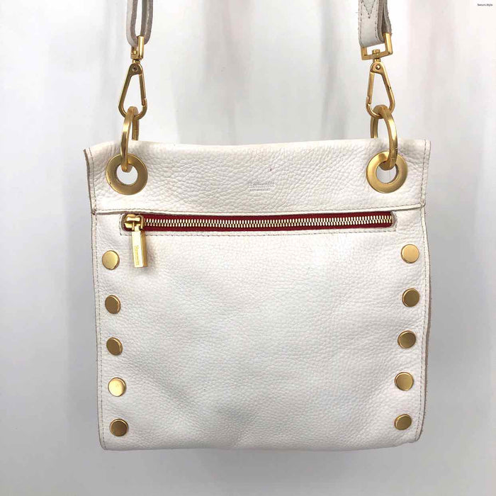 HAMMITT White Goldtone Pebbled Leather Pre Loved AS IS Crossbody Purse