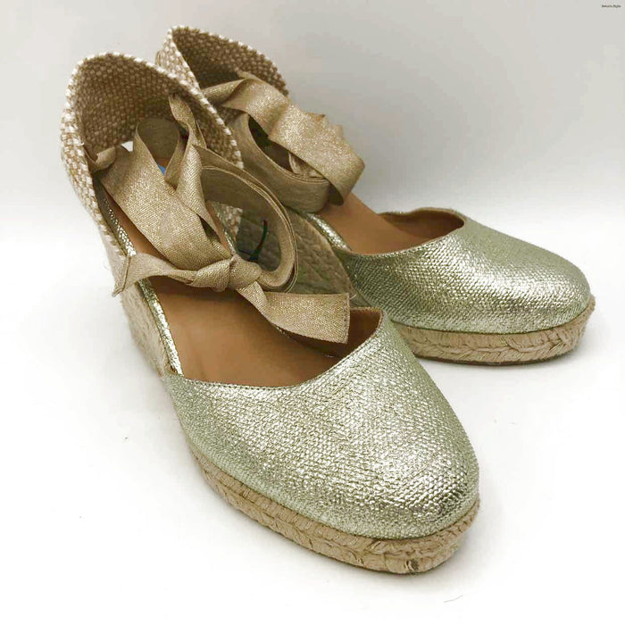 CASTANER Goldtone Beige Wedge Espadrille Shoe Size 36 US: 6 Shoes