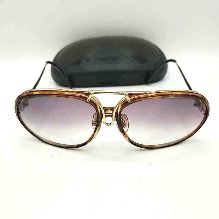 PORSCHE Black & Brown Gold Pre Loved Set of 2 Sunglasses w/case