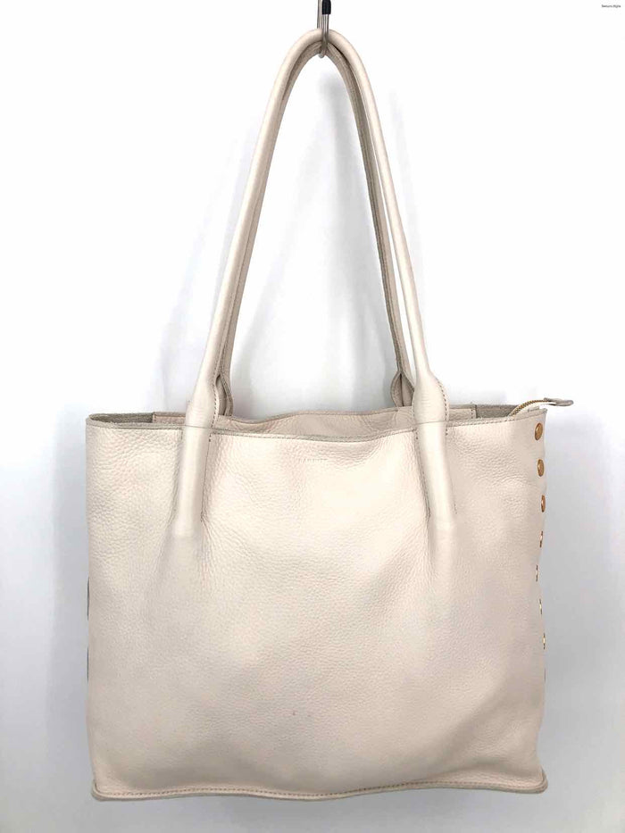 HAMMITT White Goldtone Pebbled Leather Pre Loved Tote Purse