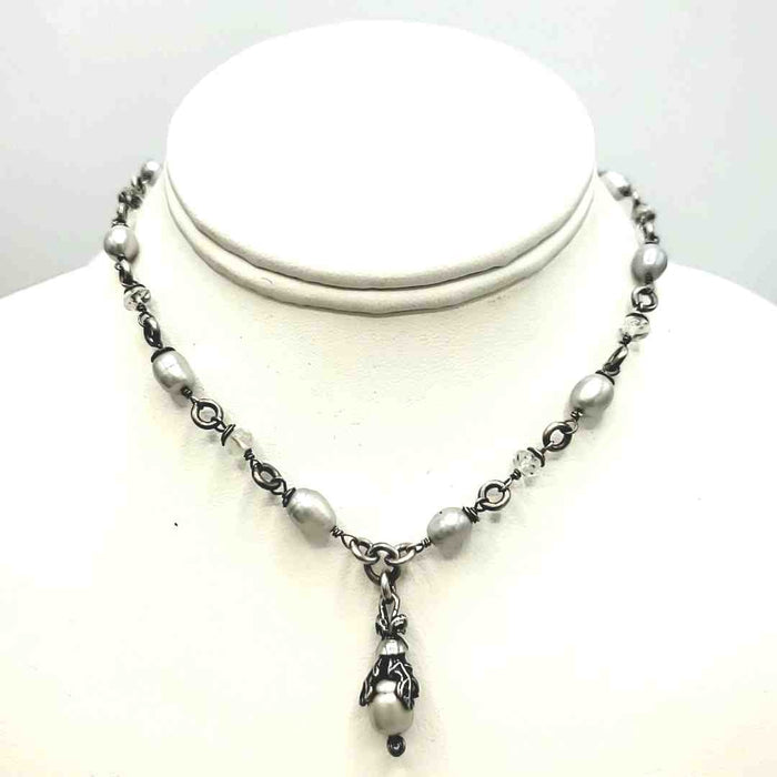 ALANA Gray Sterling Silver Pearl Y Shape ss Necklace