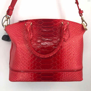 BRAHMIN Pink Red Leather Reptile Pattern Satchel Purse