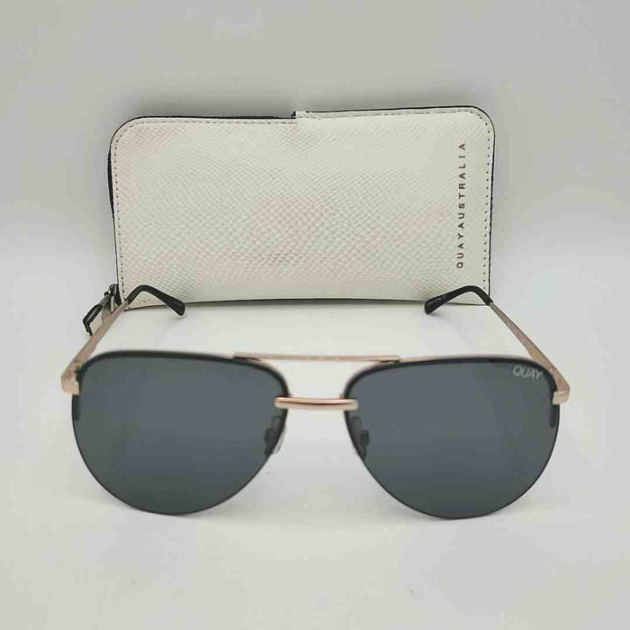 QUAY Black Rose Gold Sunglasses w/case