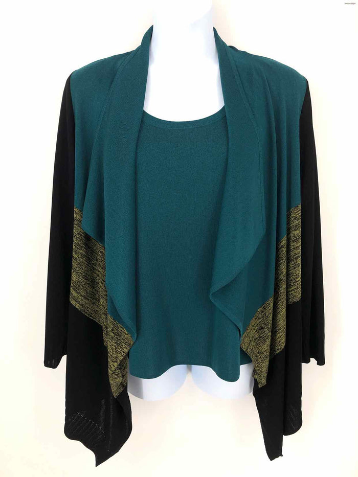 MISOOK Teal Green & Black Woven Top & Wrap Size X-LARGE 2PC Set