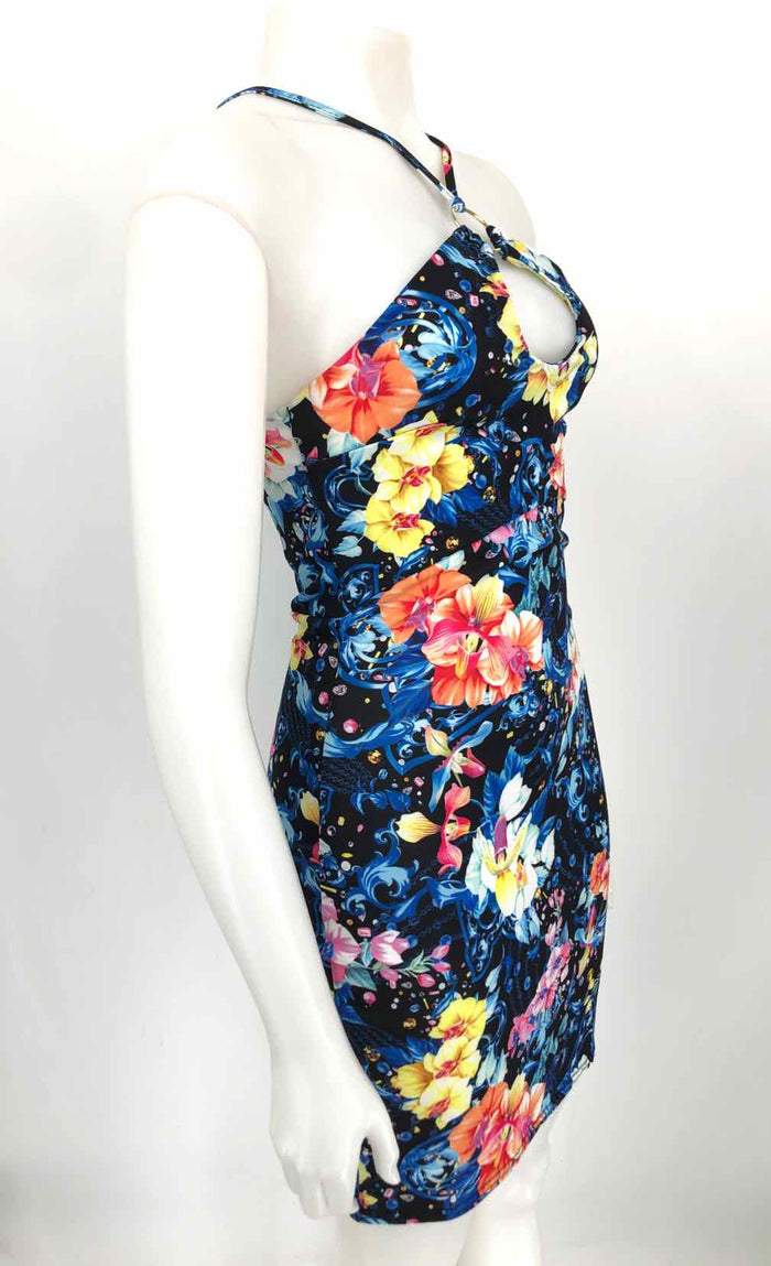 KAREN MILLEN Blue Pink Multi Floral Halter Size 6  (S) Dress