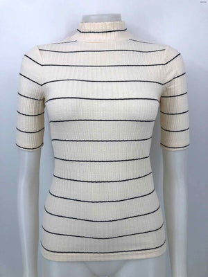 VINCE White Black Striped Short Sleeves Size SMALL (S) Top
