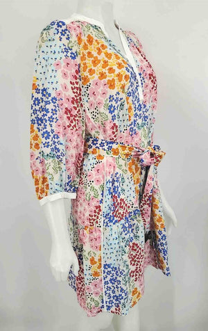 johnny was silk dress JADE by Johnny Was White Pink Multi Silk Floral Print Longsleeve Dress