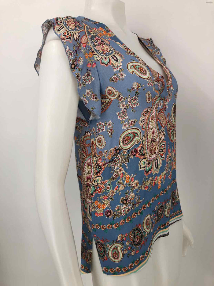 ASTRID Lt Blue Multi-Color Italian Made Paisley Size X-SMALL Top