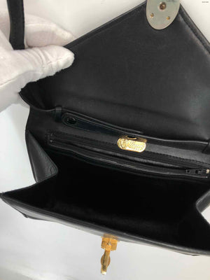 GUCCI Black Goldtone Leather Vintage - Well Loved Crossbody Purse