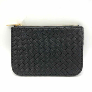 SEZANE Black Leather Woven Card Holder Wallet