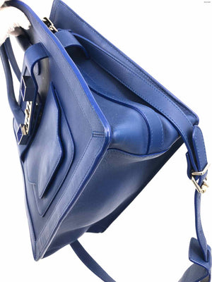 PROENZA SCHOULER Blue Silver Leather Satchel w/Crossbody Strap Purse