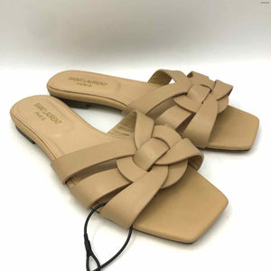 YSL - YVES ST LAURENT Beige Leather Made in Italy Mule Sandal Shoes