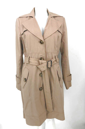 KENNETH COLE Khaki Cotton w/belt Trench Coat Women Size LARGE  (L) Jacket