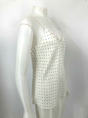 THEORY White Blue Multi Silk Dot Print Camisole Size LARGE  (L) Top