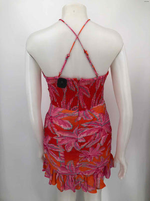 FARM RIO Pink Red Floral Print Halter Size MEDIUM (M) Dress