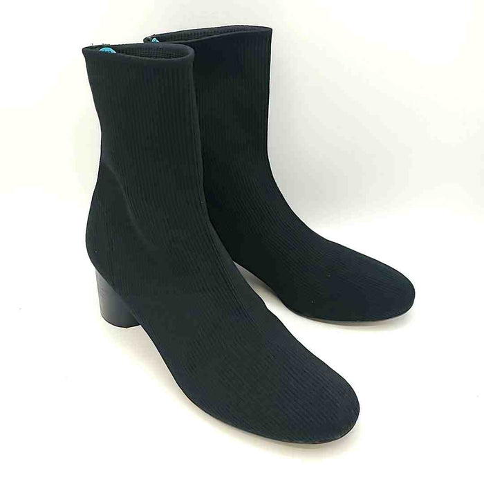 VINCE Black Woven Ankle Boot 2.25" Chunky Heel Shoe Size 7-1/2 Boots