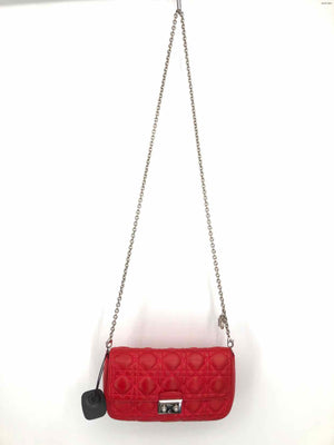 DIOR Red Silver Leather as is - well loved Quilted Purse