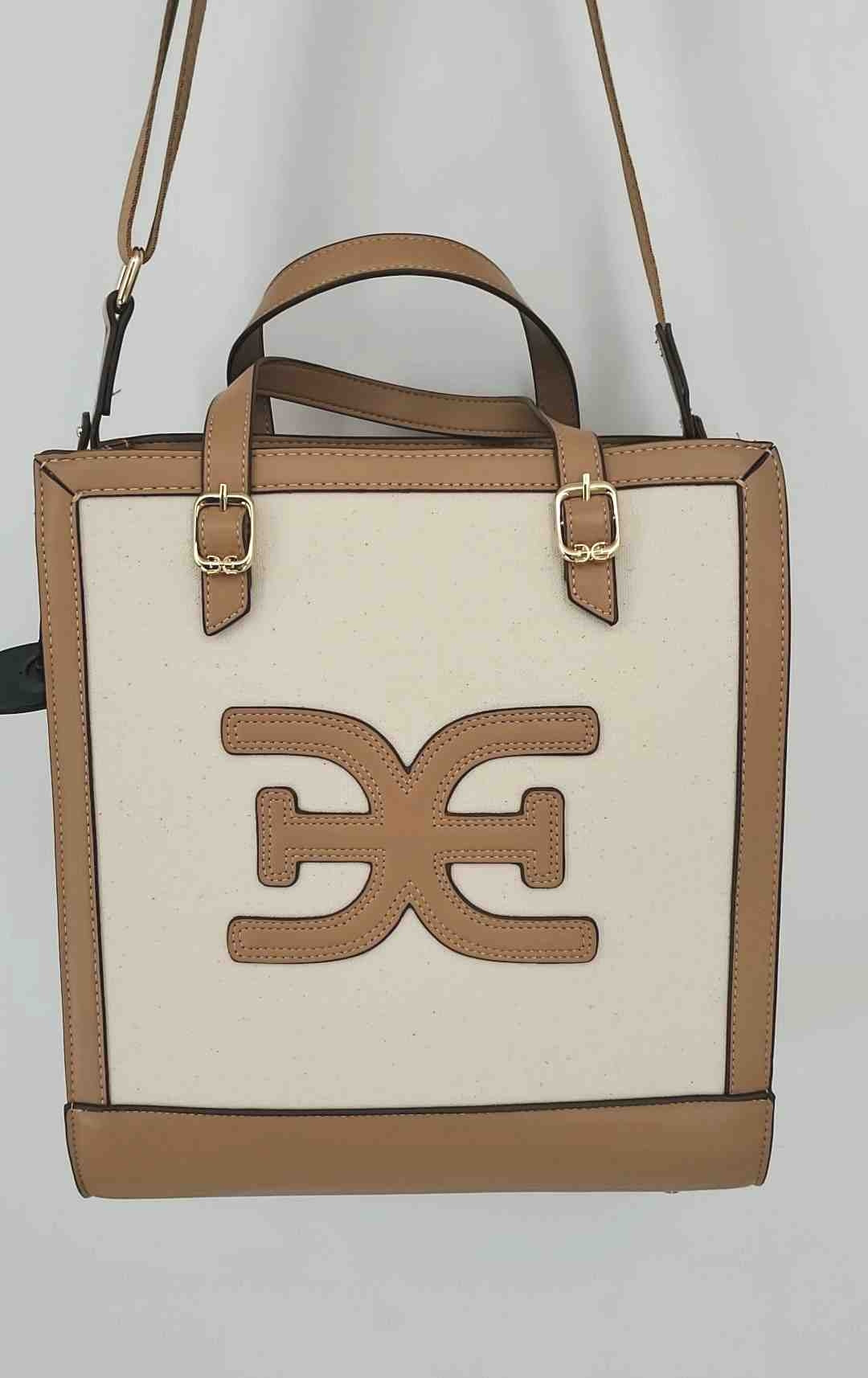 SAM EDELMAN Beige Tan Canvas Pre Loved Tote Crossbody Purse
