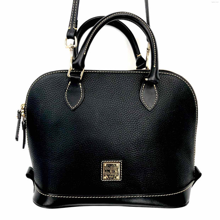 DOONEY & BOURKE Black Gold Pebbled Leather Crossbody Satchel 11" 5" 9 in Purse