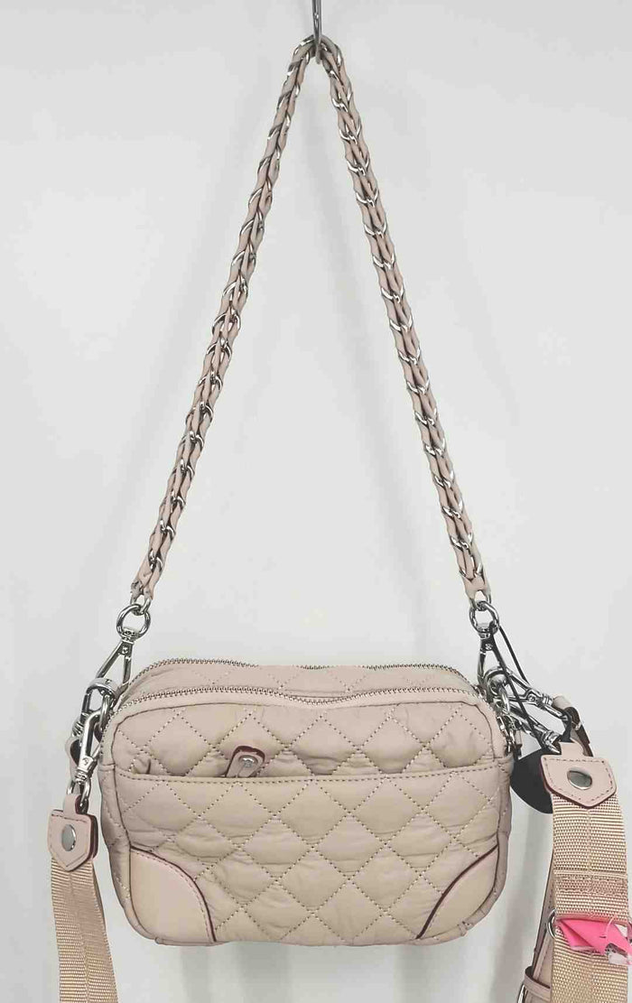 MZ WALLACE Beige Silver Quilted Small Crossbody Purse