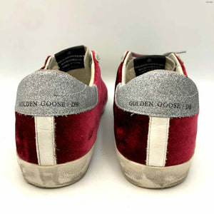 GOLDEN GOOSE Gray Burgundy Velvet Sparkle Trim Sneaker Shoe Size 8-1/2 Shoes