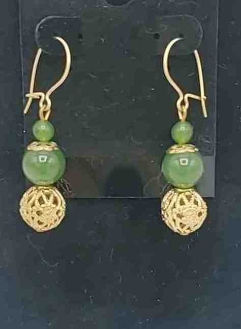 Green Beaded Gold Filled GF Ear