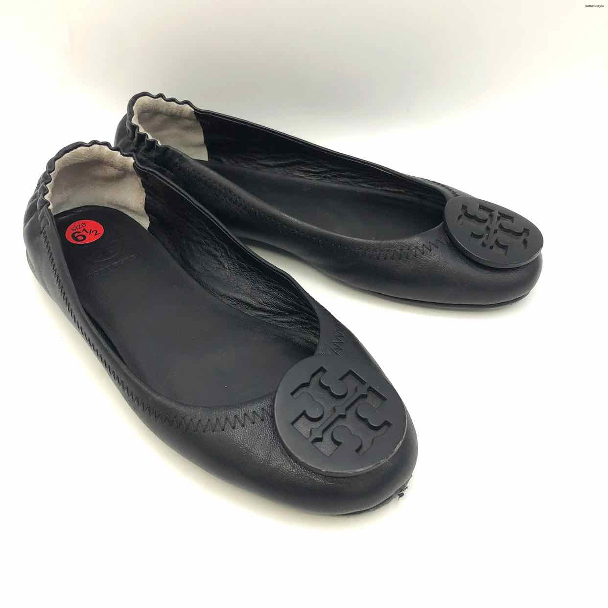 TORY BURCH Black Leather Ballet Flat Shoe Size 6-1/2 Shoes
