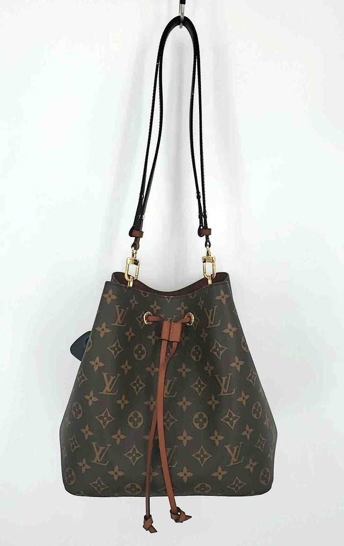 LOUIS VUITTON Brown Tan Coated Canvas Pre Loved Bucket Purse