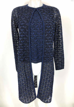 ST. JOHN Blue Black Knit Sparkle Top & Jacket Size SMALL (S) 2PC Set