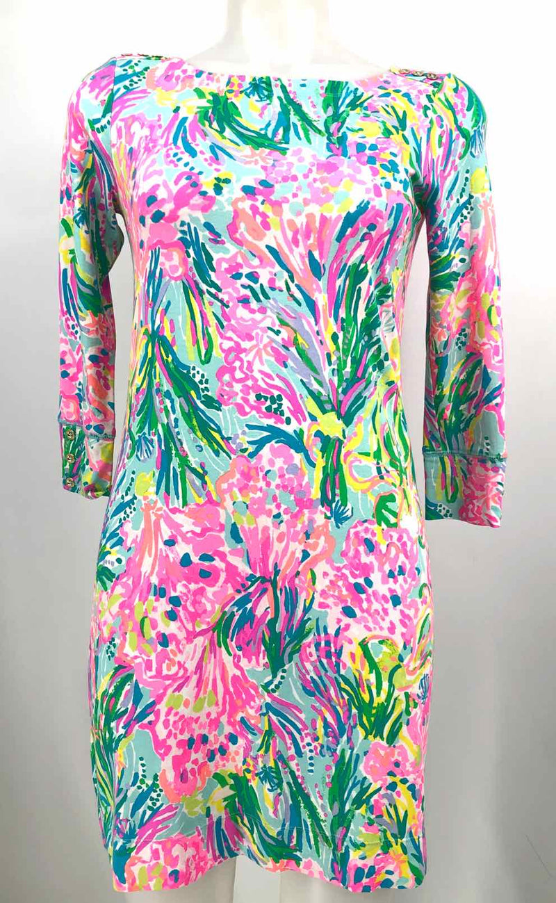 LILLY PULITZER Green Pink Multi Print Longsleeve Size X-SMALL Dress – ReturnStyle