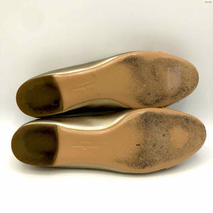 SALVATORE FERRAGAMO Gold Patent Leather Italian Made Ballet Flat Shoes