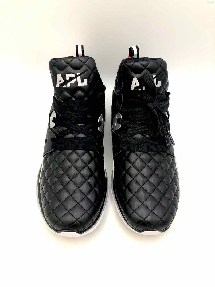 APL-Athletic Propulsion Labs Black & White Silver Quilted Mid-Top Sneaker Shoes