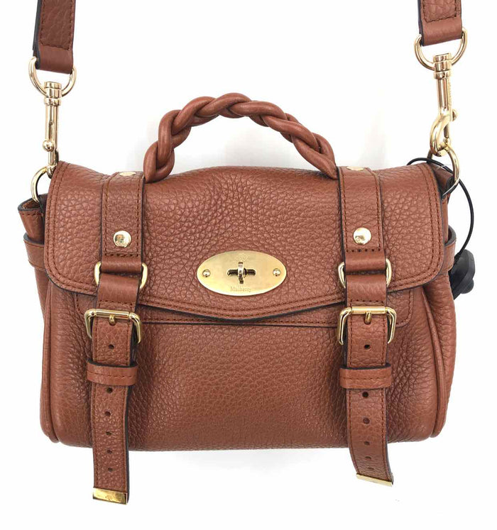 MULBERRY Tan Brown Gold Satchel 8.5" 4" 5.5" Purse