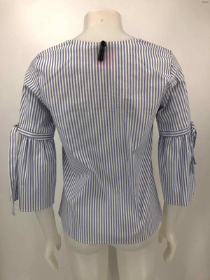 LAVENDER BROWN White Blue Striped 3/4 Sleeve Size X-SMALL Top