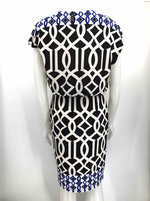 JOSEPH RIBKOFF White & Black Blue Geometric Size 8  (M) Dress