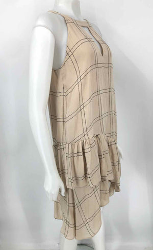 PARKER Cream Silver Grid Sleeveless Size MEDIUM (M) Dress