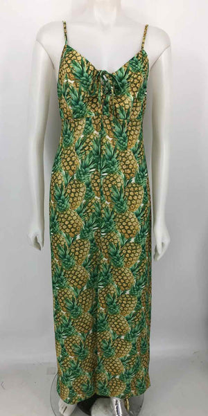 SHOW ME YOUR MUMU Yellow Green Multi Print Maxi Length Size LARGE  (L) Dress