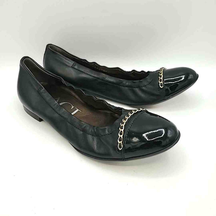 AGL - ATTILIO GIUSTI LEOMBRUNI Black Gold Leather Flats Shoes