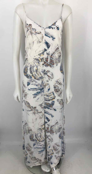 LAVENDER BROWN White Blue Multi Print Maxi Length Size SMALL (S) Dress