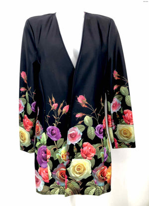 JOSEPH RIBKOFF Black Pink Multi Floral Print Longsleeve Jacket