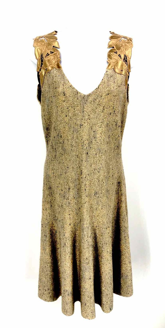 ST. JOHN Goldtone Woven Made in USA Sparkle Tank Size 4  (S) Dress