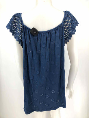 SUNDANCE Blue Eyelet Short Sleeves Size XXL  (XL) Top