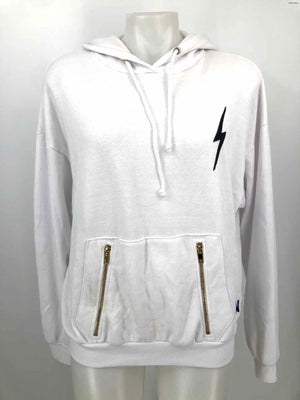 AVIATOR NATION White Black Cotton Blend Lightning Bolt Pullover Jacket