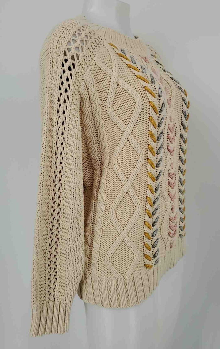 MICHAEL STARS Beige Pink & Blue Cable knit Pullover Sweatshirt Sweater