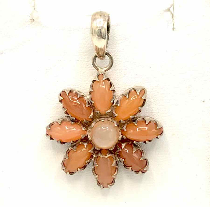 Peach Sterling Silver Flower New Pend SS Lapis